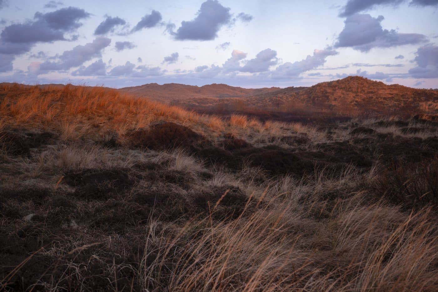Herfstduinen bij zonsondergang Terschelling Midsland aan Zee, vakantie